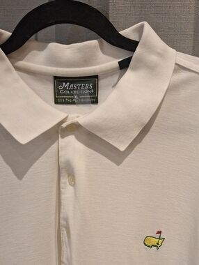 Masters Collection The Master Golf Men’s White Polo Shirt with Embroidered Logo